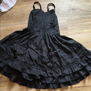 Black ruffled mini dress
